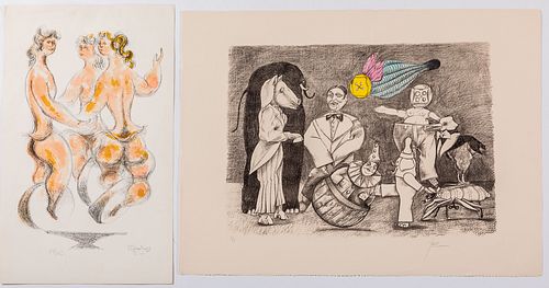 Two signed lithographs by Chaim Gross and Paone