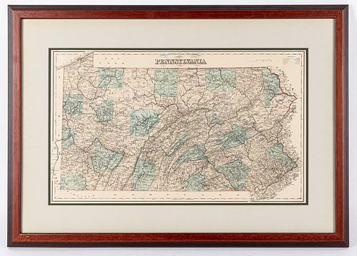 Engraved map of Pennsylvania, by Gray