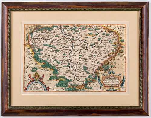 Color engraved map, Regni Bohemiae Descriptio