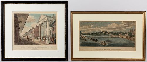 Two color engravings by Thomas and William Birch