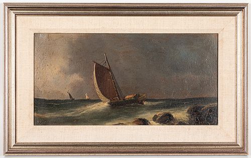 William Post oil on board seascape, late 19th c.