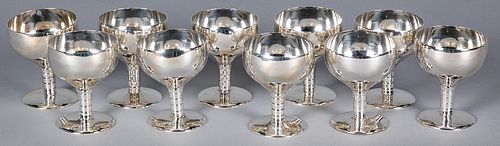 Set of ten sterling silver sherbets, 3 1/2" h.