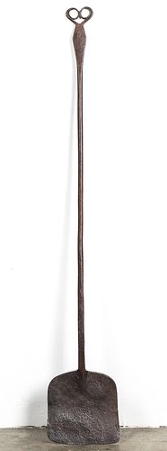 Wrought iron peel, 19th c., 42" l.