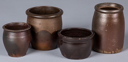 Four small stoneware crocks, 19th c.