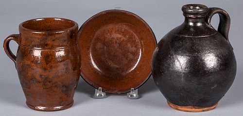 Three pieces of Pennsylvania redware, 19th c.