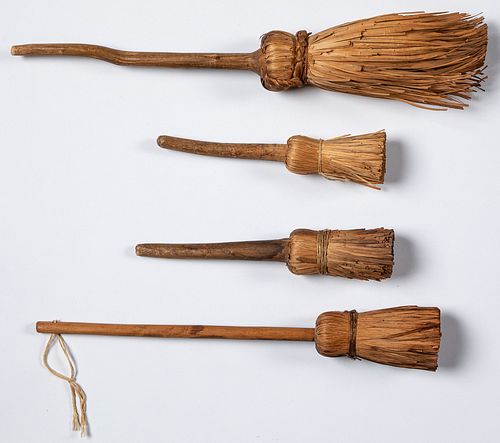 Four small hand brooms, 19th c., 15 1/2" h.