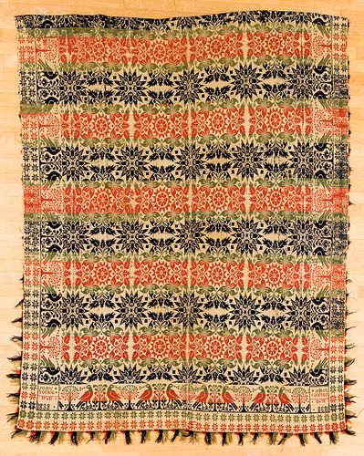 Jacquard coverlet, inscribed John Young W.B. 1838