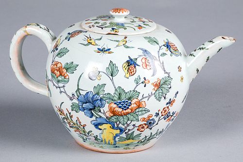 French faience teapot, 19th c., 5 1/2" h.