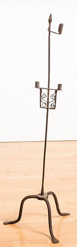 Wrought iron candlestand, 19th c., 46 3/4" h.
