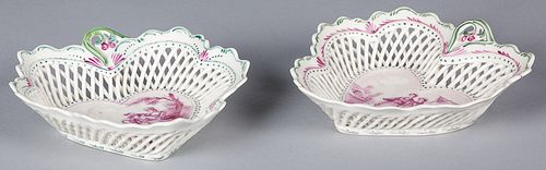 Pair of French Tournay porcelain baskets