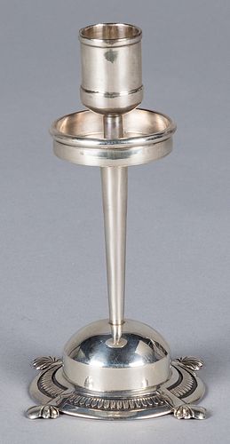 Sterling silver candlestick marked W. Doran, 6" h.