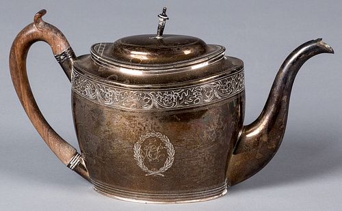 English silver teapot, early 19th c., 13.9 ozt.