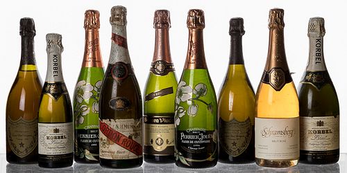 Large group of estate champagne and sparkling wine