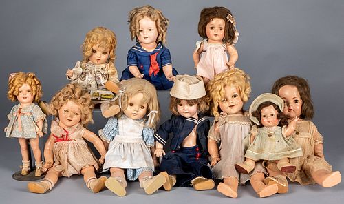 Large group of composition dolls