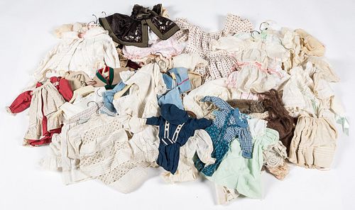 Large group of vintage and antique doll clothes