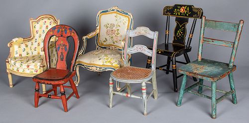 Six various doll chairs, 19th and 20th c.