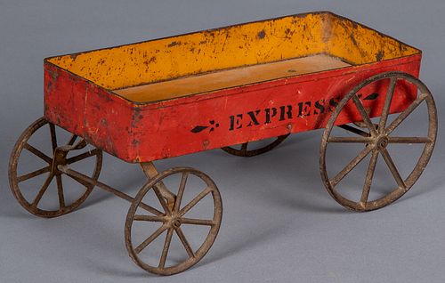 Painted tin and stenciled Express wagon