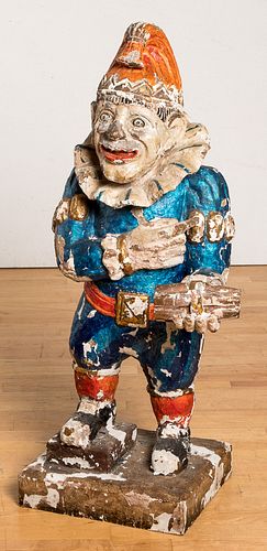 Carved and painted Punch tobacconist figure