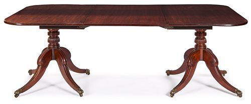 Regency mahogany double pedestal dining table