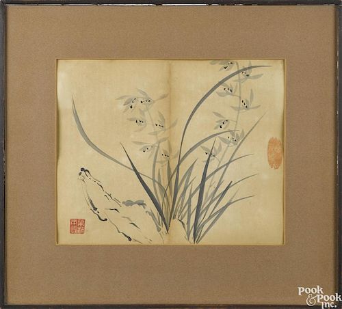 Chinese watercolor drawing, 10 3/4'' x 13 1/4''. Provenance: DeHoogh Gallery, Philadelphia.