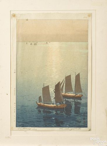 Hiroshi Yoshida (Japanese 1876-1950), woodblock print, titled Glimmering Sea