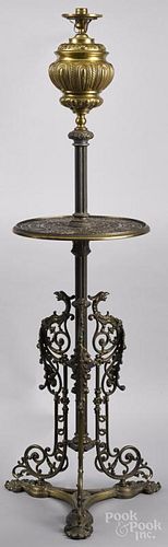 Continental gilt bronze and brass floor lamp, late 19th c.