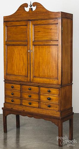 Diminutive English mahogany secretary desk early, 19th c., mounted on a later base, 70 3/4'' h.