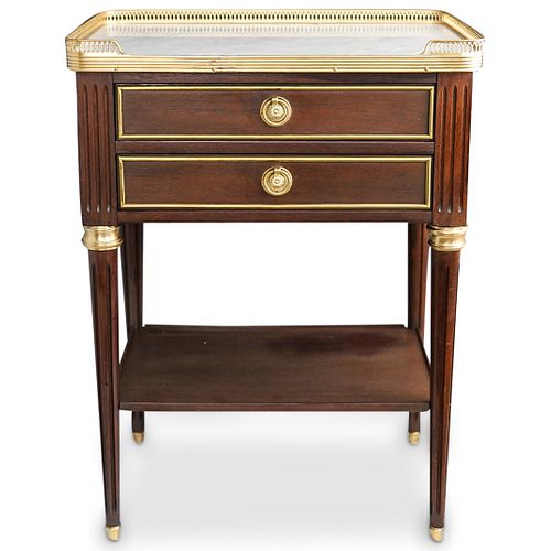 Louis XVI Style "Chiffoniere" Wood & Marble Table
