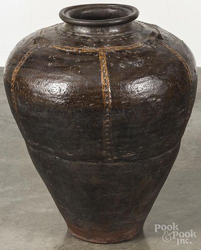 Large Chinese brown glazed floor vase, 25 1/2'' h. Provenance: DeHoogh Gallery, Philadelphia.