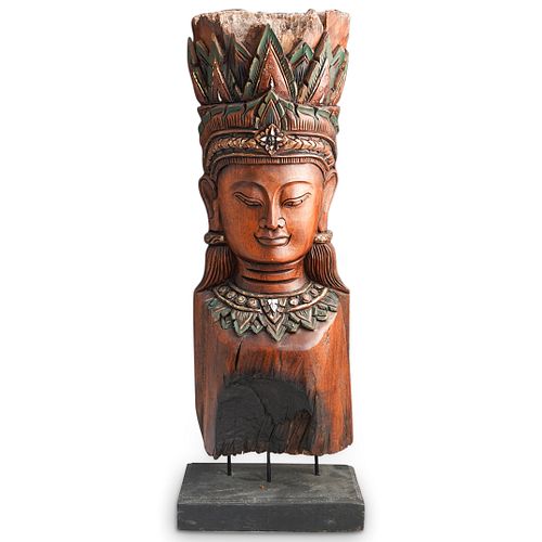 Hindu Shiva Carved Driftwood Bust