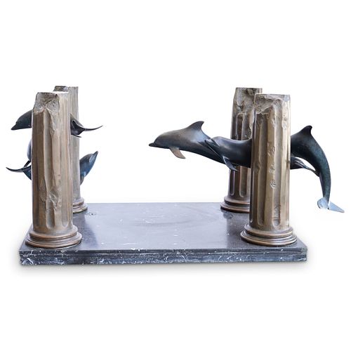 Wyland Style Bronze Dolphin Table