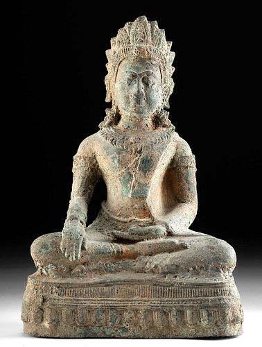 14th C. Thai Leaded Brass Seated Buddha