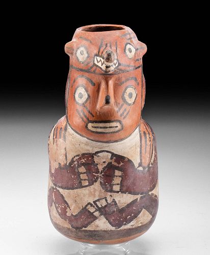 Nazca Pottery Figural Vessel w/ Fox Headdress