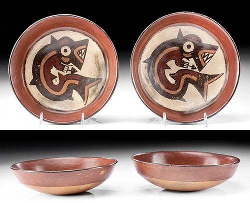 Pair of Nazca Polychrome Killer Whale Dishes