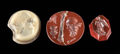 3 Neoclassical Jasper, Carnelian, & Agate Intaglios