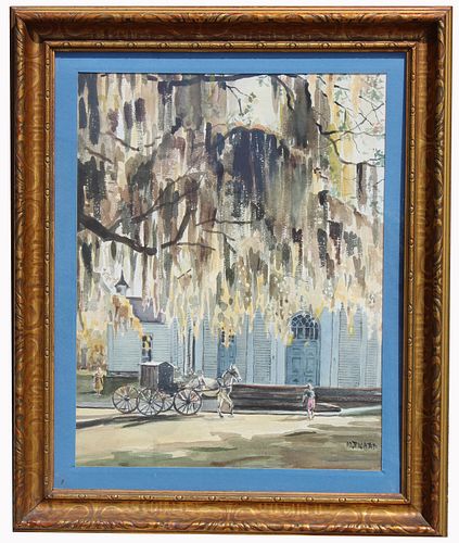 "Louisiana Parish", Signed Watercolor- M. Picard