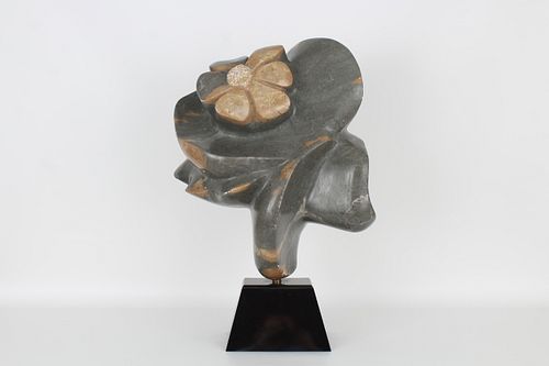 Chera, Large Carved Stone Floral Sculpture