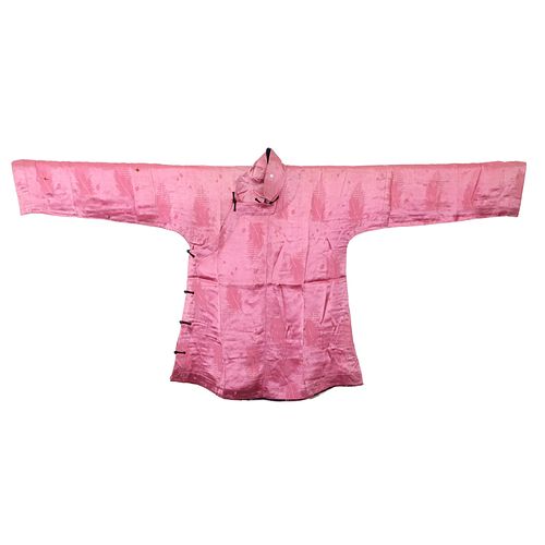 A PINK-GROUND EMBROIDERED LADY'S ROBE