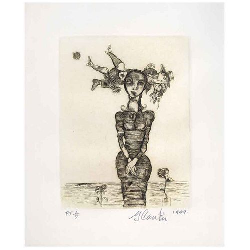 GERARDO CANTÚ, Mujer, Firmado y fechado 1999, Grabado P. T. 1 / 5, 19.5 x 15 cm | GERARDO CANTÚ, Mujer, Signed and dated 1999, Engraving P. T. 1 / 5, 