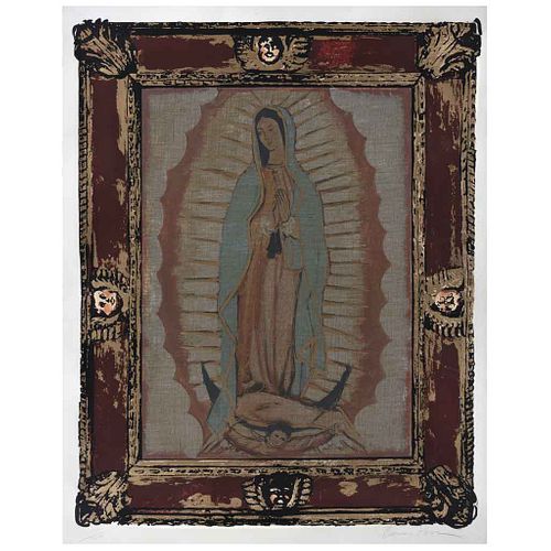 CARMEN PARRA , Virgen de Guadalupe, Firmada, Serigrafía 107 / 150, 91 x 72 cm | CARMEN PARRA , Virgen de Guadalupe, Signed, Serigraph 107 / 150, 35.8 