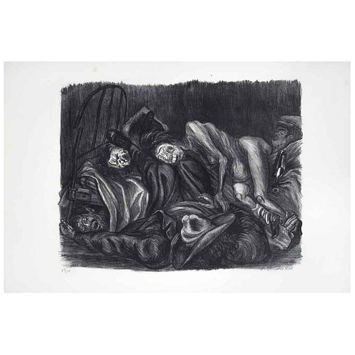 JOSÉ CLEMENTE OROZCO, Borrachos (Wild party), de la Suite Mexicana, 1935 Firmada, Litografíia 58/120, 30 x 39 cm | JOSÉ CLEMENTE OROZCO, Borrachos (Wi