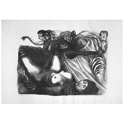 JOSÉ CLEMENTE OROZCO, Mujeres (fragmento para el mural Khatarsisis), de la Suite Mexicana, 1935, Firmada, Litografía, 121/140, 31x43 cm | JOSÉ CLEMENT