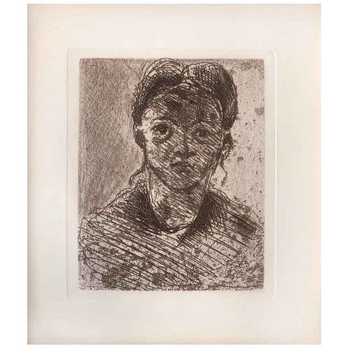 PAUL CÉZANNE, Portrait de Jeune Fille, Firmado en placa, Grabado sin número de tiraje, edición póstuma, 12 x 9 cm | PAUL CÉZANNE, Portrait de Jeune Fi