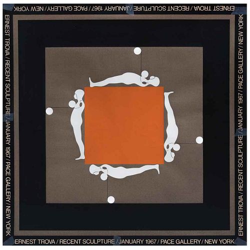 ERNEST TINO TROVA, Four Figures on an Orange Square, de Falling Man Series, 1965, Sin firma, Serigrafía s/n, 66 x 66 cm | ERNEST TINO TROVA, Four Figu