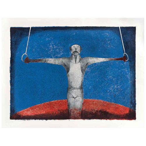 RUFINO TAMAYO, El gimnasta (Cruz de hierro), Sin firma Litografía 50 / 300, 58 x 78 cm | RUFINO TAMAYO, El gimnasta (Cruz de hierro), Unsigned, Lithog
