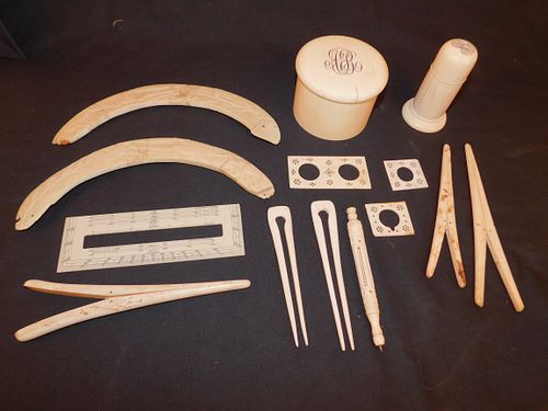 LOT OF CARVED BONE ITEMS