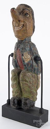 Carved and polychrome painted figure of a man, early 20th c., possibly Cyrano