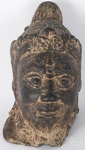Southeast Asian cast iron painted bust, 10 1/2'' h. Provenance: DeHoogh Gallery, Philadelphia, PA.