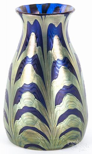 Iridescent Loetz art glass vase, 20th c., 6 3/4'' h.