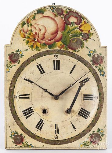 Wag on the Wall clock works, 19th c., 18'' h., 12 3/4'' w.